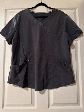 Womens Pewter Gray Scrub Top 2XL Polyester Rayon Blend Short Sleeves